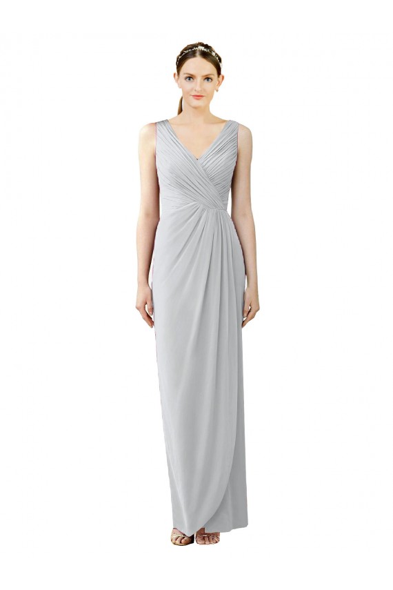 Fournisseurs de Fourreau Col V Mousseline Longue Robes demoiselle d'honneur