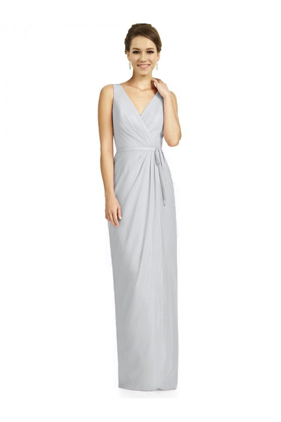 Fournisseurs de Fourreau Col V Mousseline Longue Robes demoiselle d'honneur