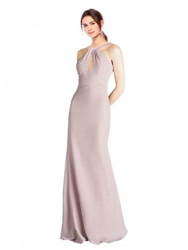 Fournisseurs de Fourreau Licou Col Haut Mousseline Longue Robes demoiselle d'honneur