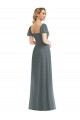 Fournisseurs de Gris ardoise Trapèze Col Carré Mousseline Longue Robes demoiselle d'honneur