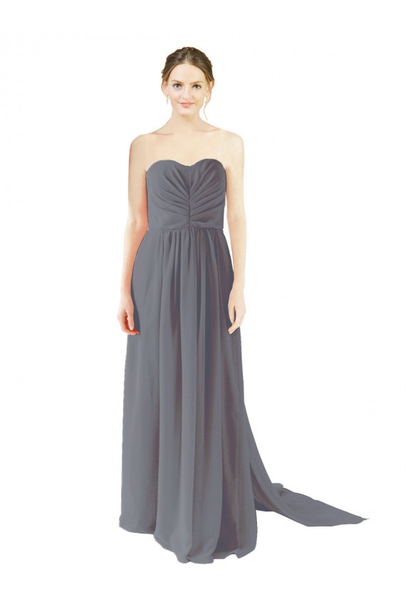 Fournisseurs de Gris ardoise Trapèze Mousseline Longue Robes demoiselle d'honneur