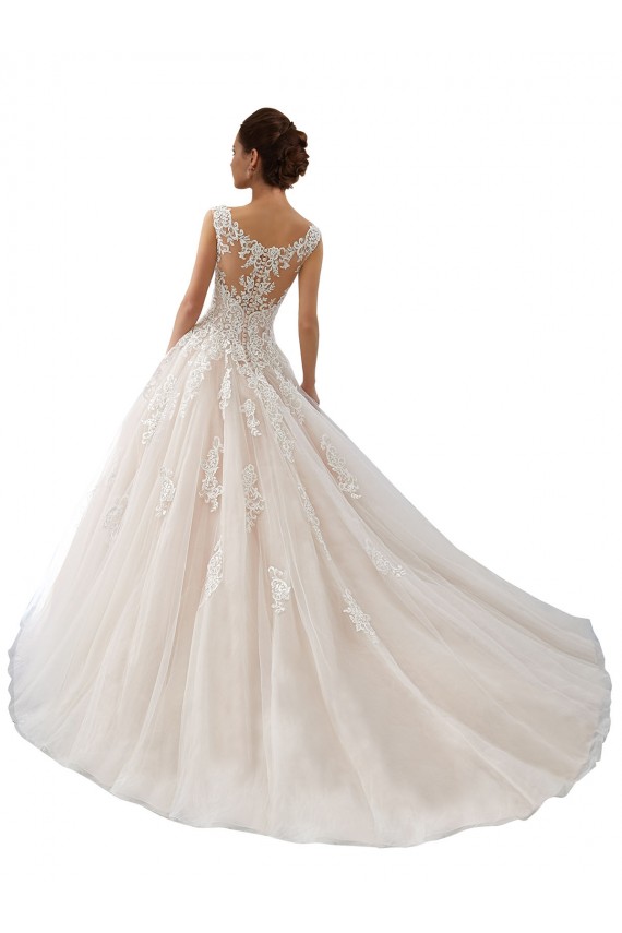 Fournisseurs de Ivoire & Champagne Princesse Bateau Tulle Dentelle Robes de mariée