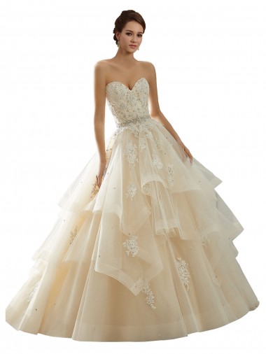 Fournisseurs de Ivoire & Champagne Princesse Tulle Dentelle Robes de mariée