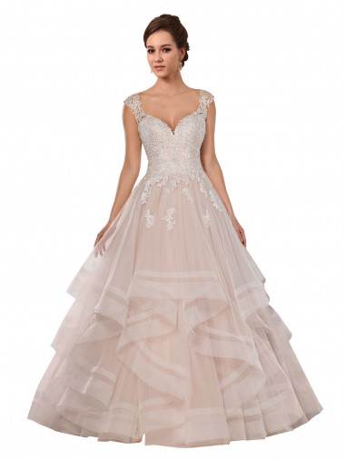 Fournisseurs de Ivoire & Champagne Princesse Tulle Dentelle Robes de mariée