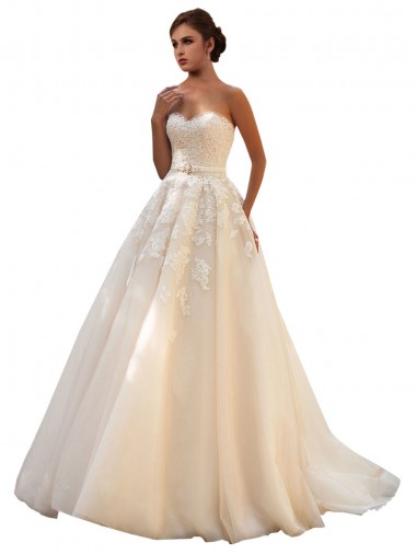 Fournisseurs de Ivoire & Champagne Princesse Tulle Dentelle Robes de mariée
