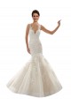 Fournisseurs de Ivoire & Champagne Sirène Col V Tulle Dentelle Classique Robes de mariée