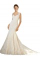 Fournisseurs de Ivoire & Champagne Sirène Col V Tulle Dentelle Robes de mariée