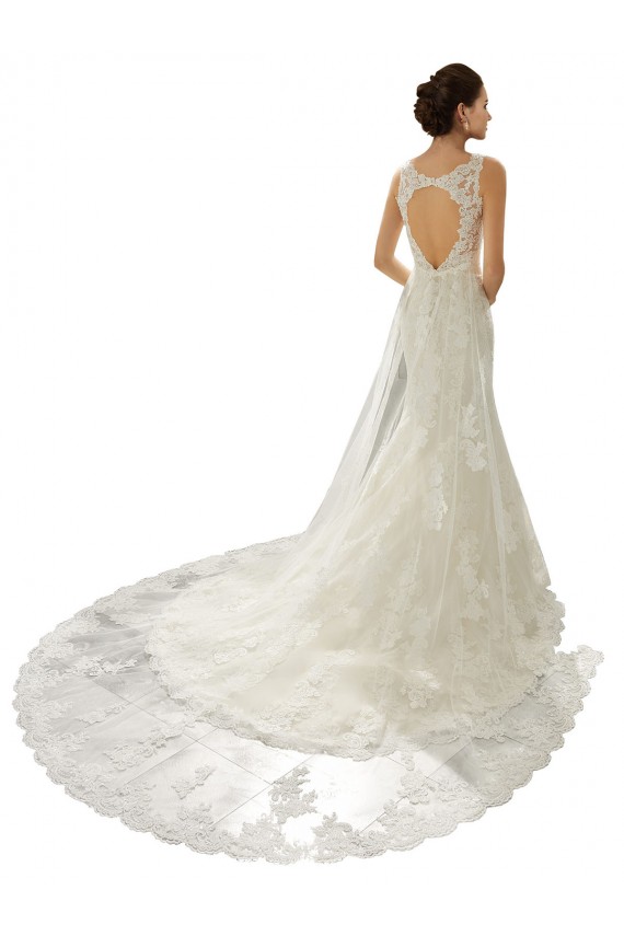 Fournisseurs de Ivoire & Champagne Sirène Col V Tulle Dentelle Robes de mariée