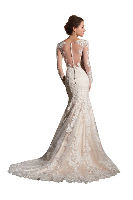 Fournisseurs de Ivoire & Champagne Sirène Illusion Tulle Dentelle Robes de mariée