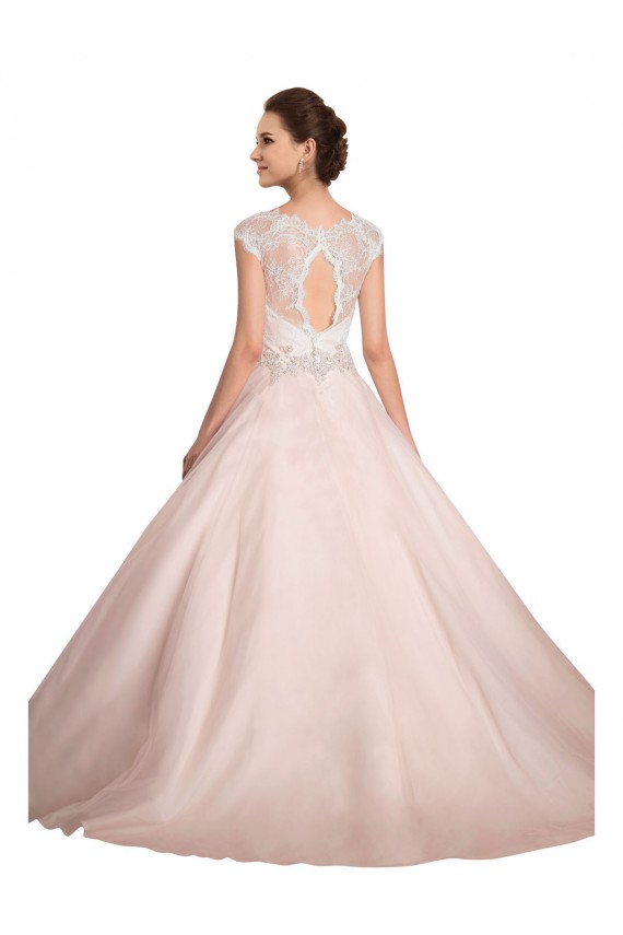 Fournisseurs de Ivoire Princesse Bateau Illusion Dentelle Robes de mariée