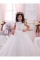 Fournisseurs de Ivoire Princesse Bateau Tulle Dentelle Longue Robes de demoiselle d'honneur - fillette