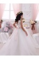 Fournisseurs de Ivoire Princesse Bateau Tulle Dentelle Longue Robes de demoiselle d'honneur - fillette