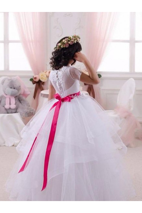 Fournisseurs de Ivoire Princesse Tulle Dentelle Longue Robes de demoiselle d'honneur - fillette