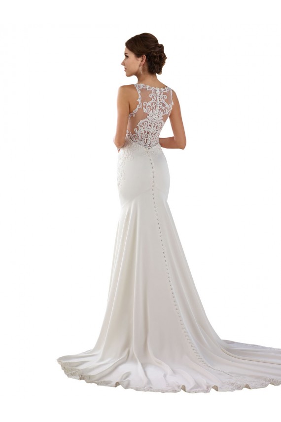Fournisseurs de Ivoire Sirène Balayage train Dentelle Crêpe Stretch Robes de mariée
