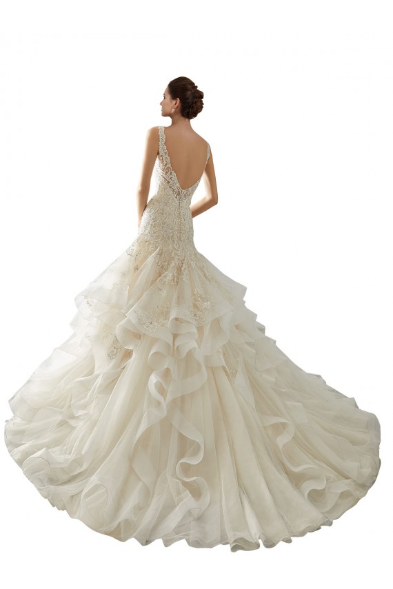 Fournisseurs de Ivoire Sirène Col V Tulle Robes de mariée