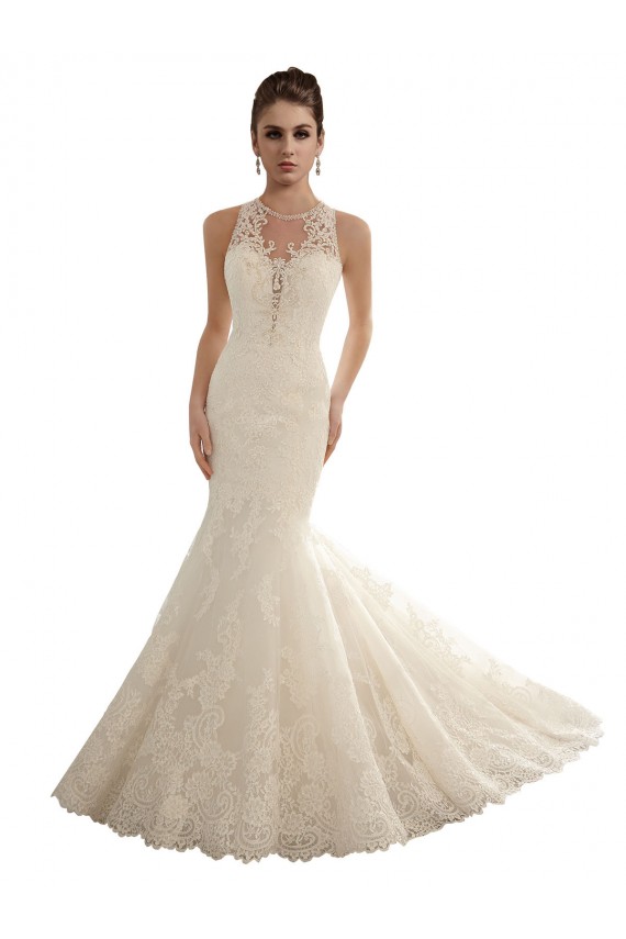 Fournisseurs de Ivoire Sirène Illusion Dentelle Robes de mariée