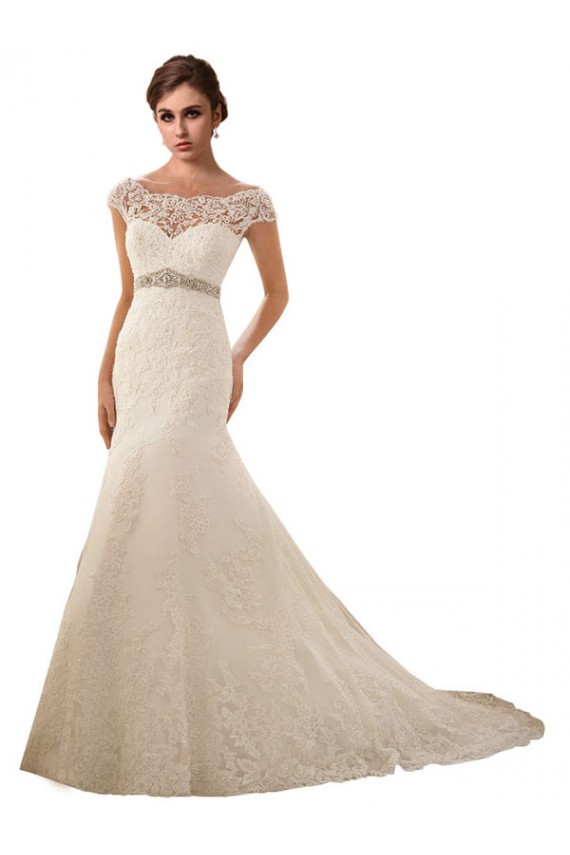 Fournisseurs de Ivoire Sirène Illusion Tulle Dentelle Robes de mariée