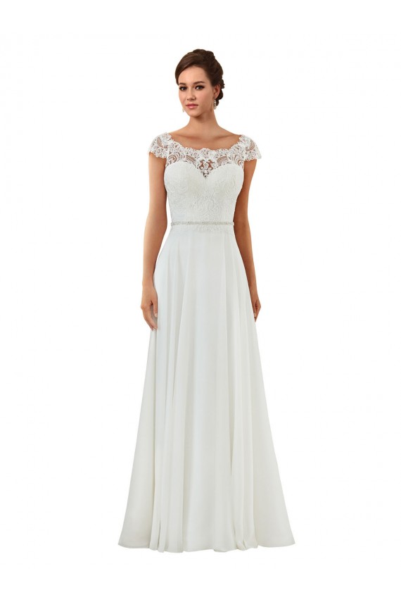 Fournisseurs de Ivoire Trapèze Bateau Mousseline Classique Robes de mariée