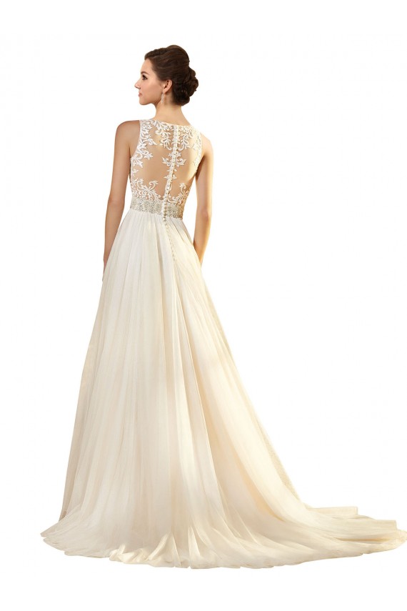 Fournisseurs de Ivoire Trapèze Col V Tulle Robes de mariée