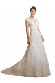 Fournisseurs de Ivoire Trapèze Illusion Tulle Dentelle Classique Robes de mariée
