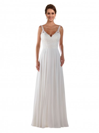 Fournisseurs de Ivoire Trapèze Mousseline Classique Boho Robes de mariée