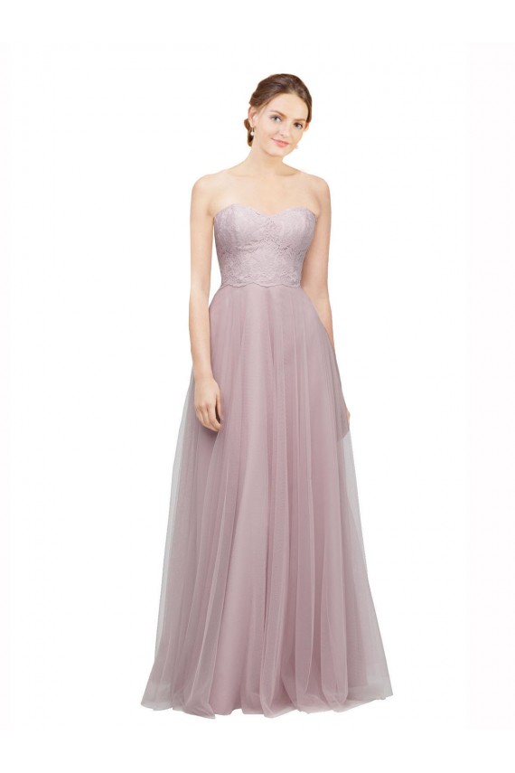Fournisseurs de Light Lilac Trapèze Tulle Dentelle Longue Robes demoiselle d'honneur