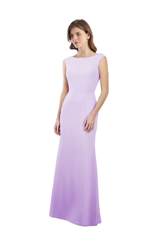 Fournisseurs de Lilas Colonne Col rond Mousseline Longue Robes demoiselle d'honneur