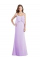 Fournisseurs de Lilas Trapèze Bretelles spaghetti Scoop Mousseline Longue Robes demoiselle d'honneur