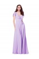 Fournisseurs de Lilas Trapèze Col V Mousseline Longue Robes demoiselle d'honneur