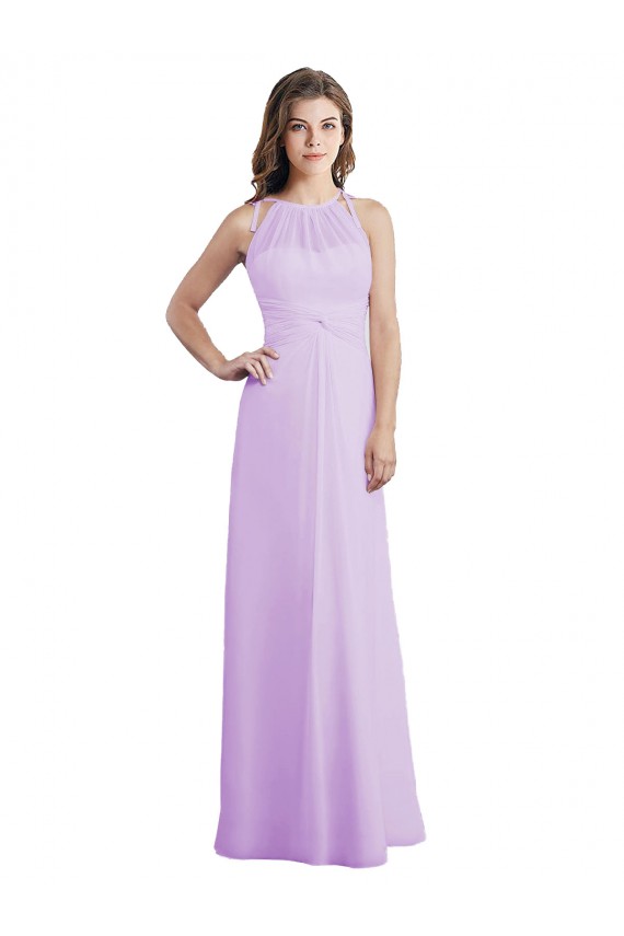 Fournisseurs de Lilas Trapèze Licou Mousseline Longue Robes demoiselle d'honneur