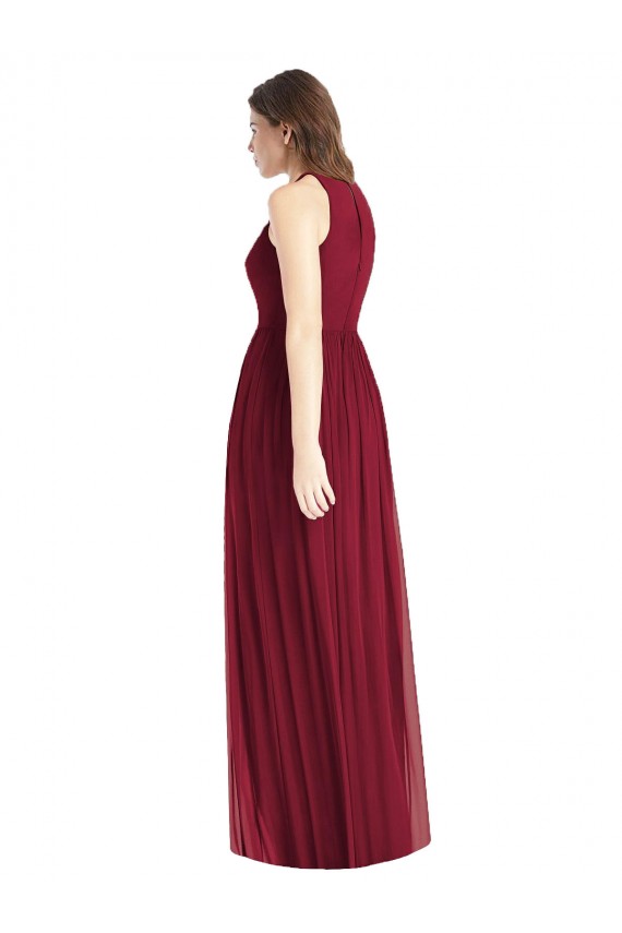 Fournisseurs de Lilas Trapèze Licou Mousseline Longue Robes demoiselle d'honneur