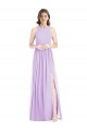 Fournisseurs de Lilas Trapèze Licou Mousseline Longue Robes demoiselle d'honneur