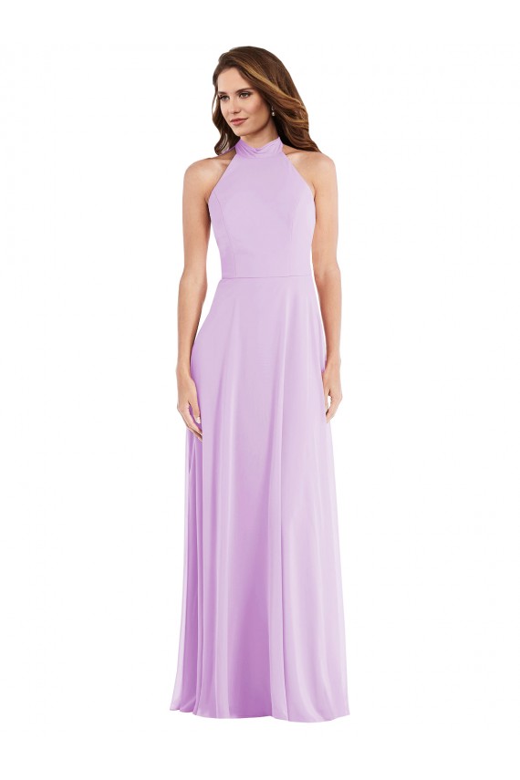 Fournisseurs de Lilas Trapèze Licou Mousseline Longue Robes demoiselle d'honneur