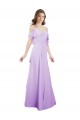 Fournisseurs de Lilas Trapèze Épaule Dénudée Bretelles spaghetti Mousseline Longue Robes demoiselle d'honneur