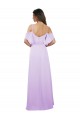 Fournisseurs de Lilas Trapèze Épaule Dénudée Bretelles spaghetti Mousseline Longue Robes demoiselle d'honneur