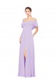 Fournisseurs de Lilas Trapèze Épaule Dénudée Sans bretelle Mousseline Longue Robes demoiselle d'honneur