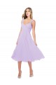 Fournisseurs de Lilas Trapèze midi Mousseline Courte Asymétrique Robes demoiselle d'honneur / Robes de cocktail