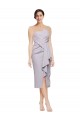 Fournisseurs de Lilas arctique Fourreau Sans bretelle midi Crêpe Stretch Courte Asymétrique Robes demoiselle d'honneur / Robes de soirée / Robes de cocktail