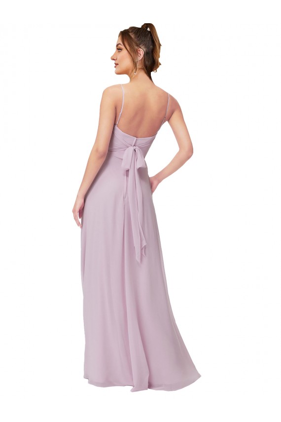 Fournisseurs de Lueur rose Trapèze Mousseline Longue Robes demoiselle d'honneur