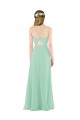 Fournisseurs de Menthe verte Fourreau Col V Mousseline Longue Robes demoiselle d'honneur