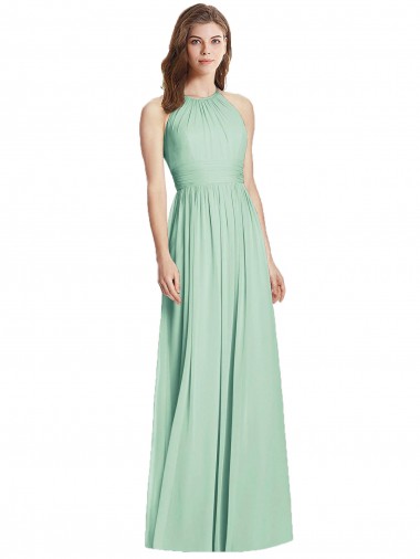 Fournisseurs de Menthe verte Trapèze Licou Mousseline Longue Robes demoiselle d'honneur