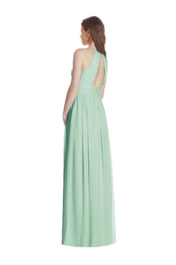 Fournisseurs de Menthe verte Trapèze Licou Mousseline Longue Robes demoiselle d'honneur