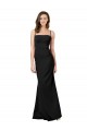 Fournisseurs de Noir Fourreau Bretelles spaghetti Col Carré Crêpe Stretch Longue Formelles Robes demoiselle d'honneur / Robes de soirée / Robes de bal