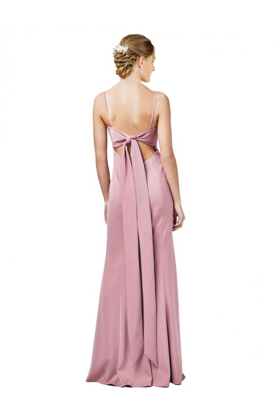 Fournisseurs de Noir Fourreau Bretelles spaghetti Col Carré Crêpe Stretch Longue Formelles Robes demoiselle d'honneur / Robes de soirée / Robes de bal
