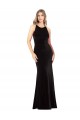Fournisseurs de Noir Fourreau Bretelles spaghetti Col bijou Velours Stretch Longue Formelles Robes demoiselle d'honneur / Robes de soirée / Robes de bal