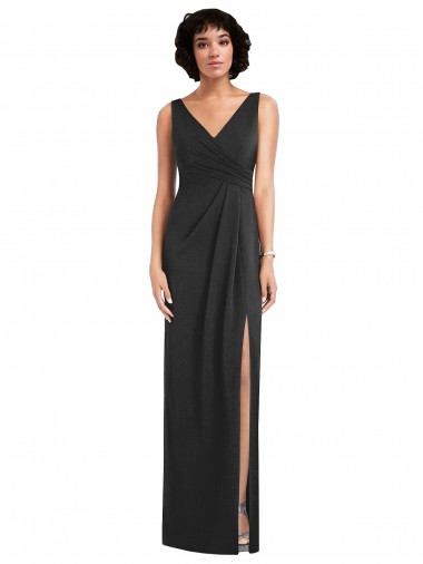 Fournisseurs de Noir Fourreau Col V Spandex Longue Formelles Robes demoiselle d'honneur / Robes de soirée / Robes de bal