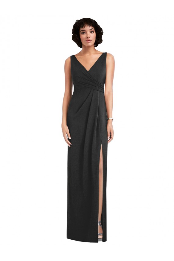 Fournisseurs de Noir Fourreau Col V Spandex Longue Formelles Robes demoiselle d'honneur / Robes de soirée / Robes de bal