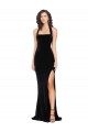 Fournisseurs de Noir Fourreau Licou Col Haut Velours Stretch Longue Robes demoiselle d'honneur / Robes de bal