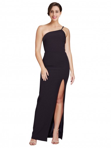 Fournisseurs de Noir Fourreau Sans bretelle Crêpe Stretch Longue Formelles Robes demoiselle d'honneur / Robes de soirée / Robes de bal