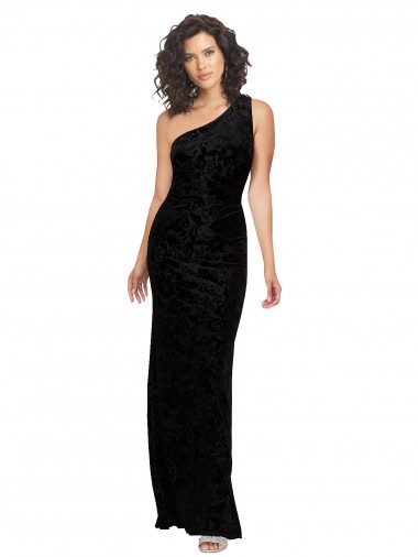 Fournisseurs de Noir Fourreau Velours Floral Velours Stretch Longue Robes demoiselle d'honneur